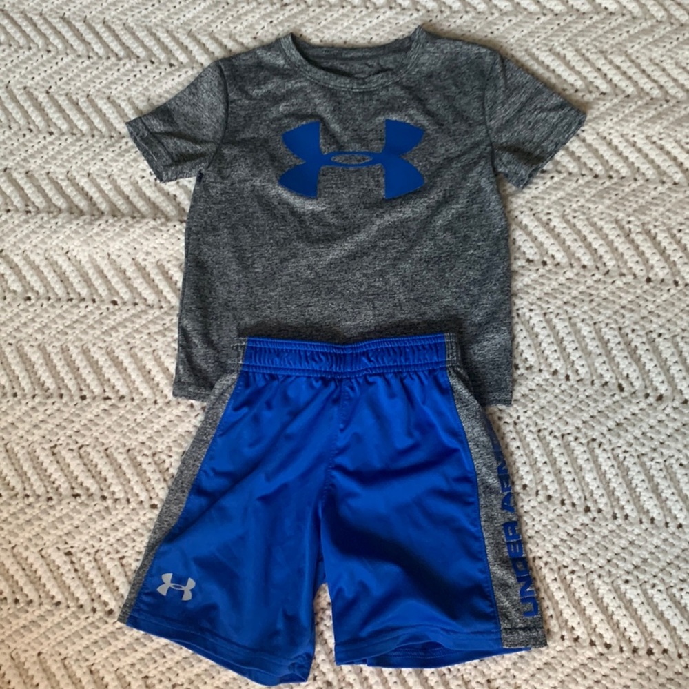 Under armour kids dri fit short sleeve and shorts
